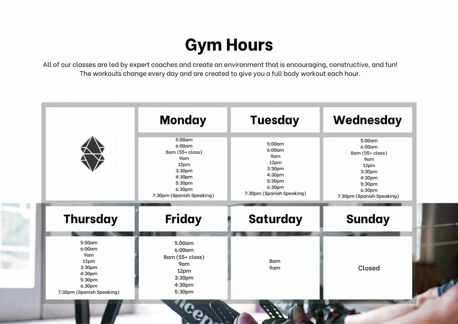 CrossFit 12 Stones Schedule